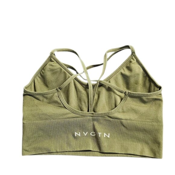 NVGTN Womens Strappy Padded Sports Bra, Crop Tank, Green, Size M - Picture 3 of 6